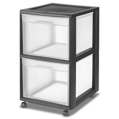 Sterilite 2-Drawer Plastic Black File Cart for Home or Office Storage (Open Box)
