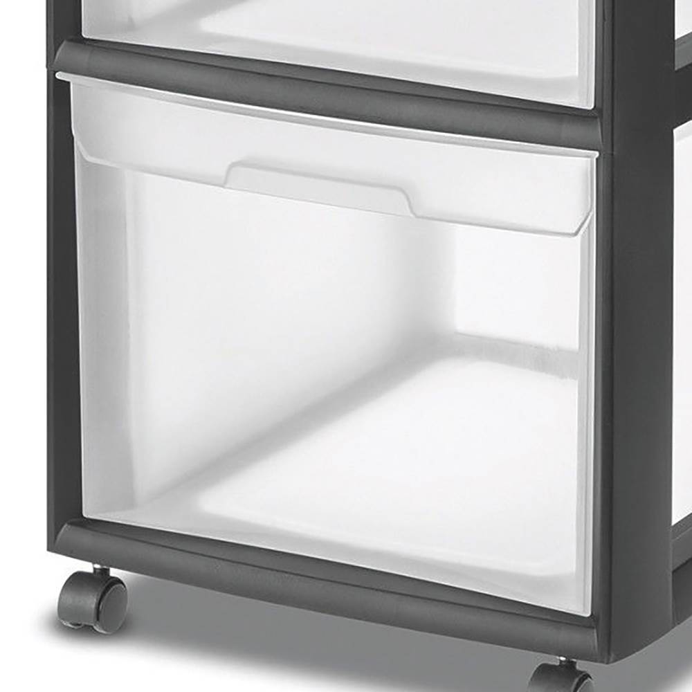 Sterilite 2-Drawer Plastic Black File Cart for Home or Office Storage (Open Box)