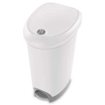 Sterilite 12.6 Gallon Locking StepOn Garbage Wastebasket, White (Open Box)