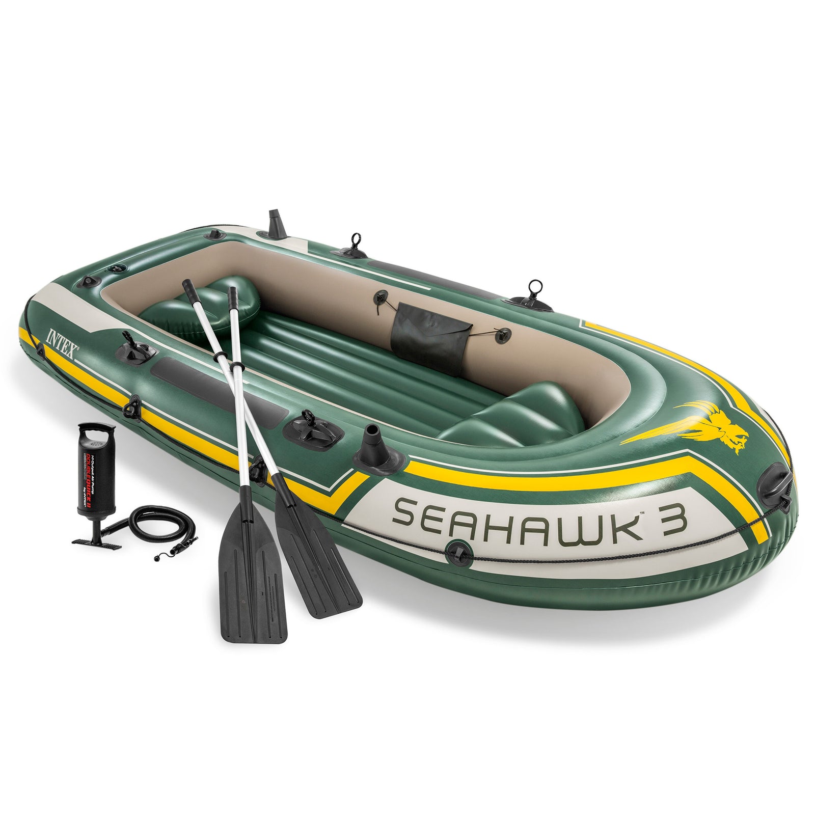 Intex Seahawk 3 Person Inflatable Boat Set w/ Aluminum Oars & Pump (Used) - VMInnovations