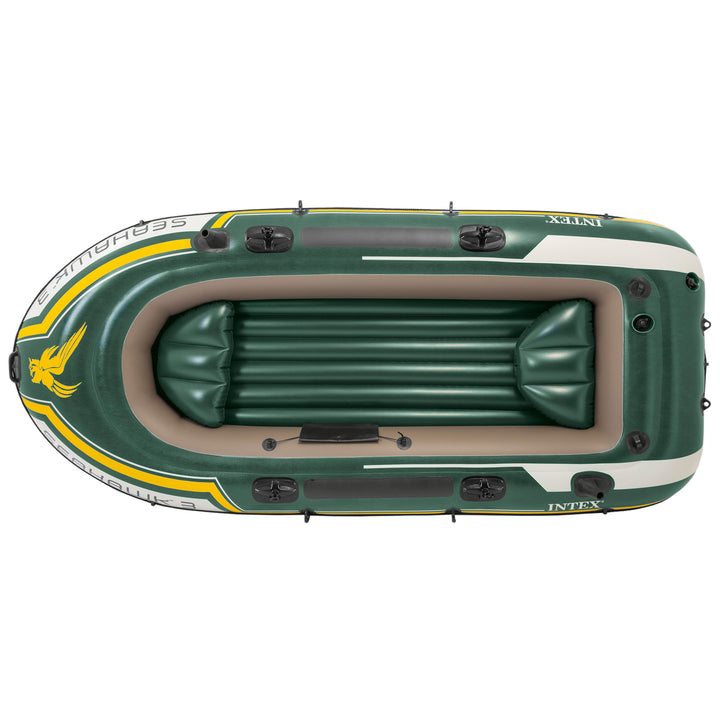 Intex Seahawk 3 Person Inflatable Boat Set with Aluminum Oars & Pump (Open Box) - VMInnovations