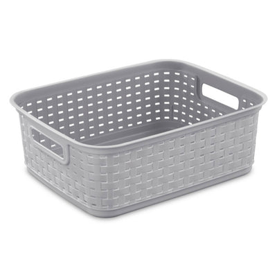 Sterilite Short Weave Basket with Wicker Pattern, Cement(Open Box)