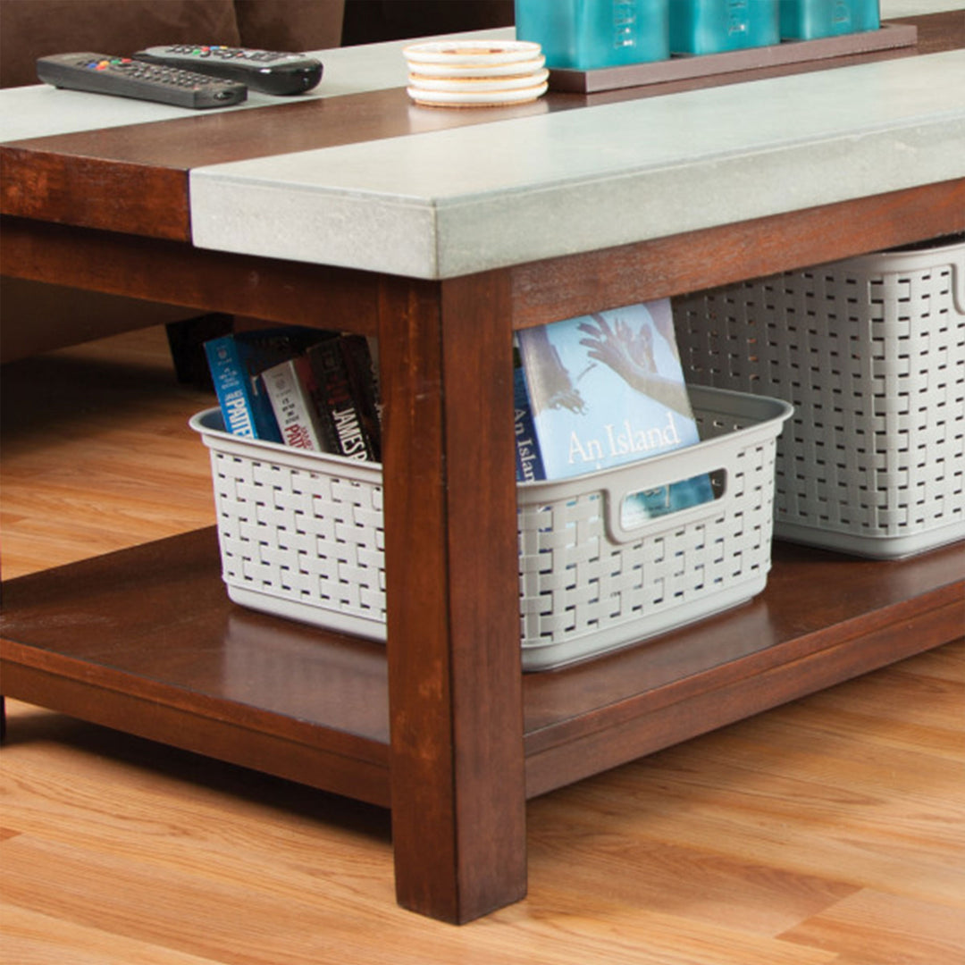 Sterilite Short Weave Wicker Pattern Storage Container Basket, Gray (6 Pack) - VMInnovations