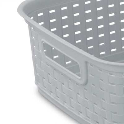 Sterilite Short Weave Wicker Pattern Storage Container Basket, Gray (18 Pack) - VMInnovations