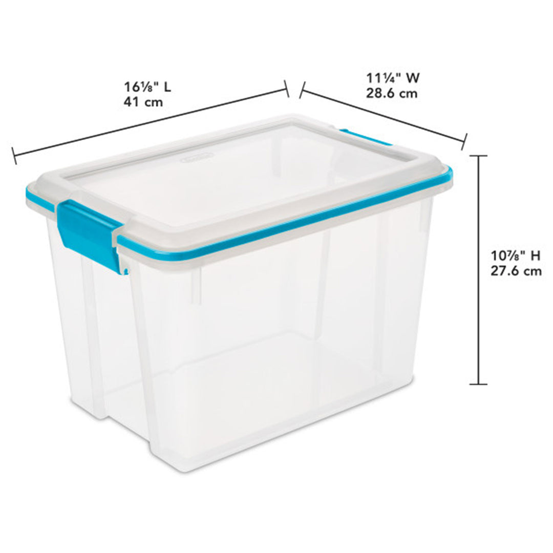 Sterilite 20 Quart Gasket Box, Stackable Storage Bin with Latching Lid, 6 Pack