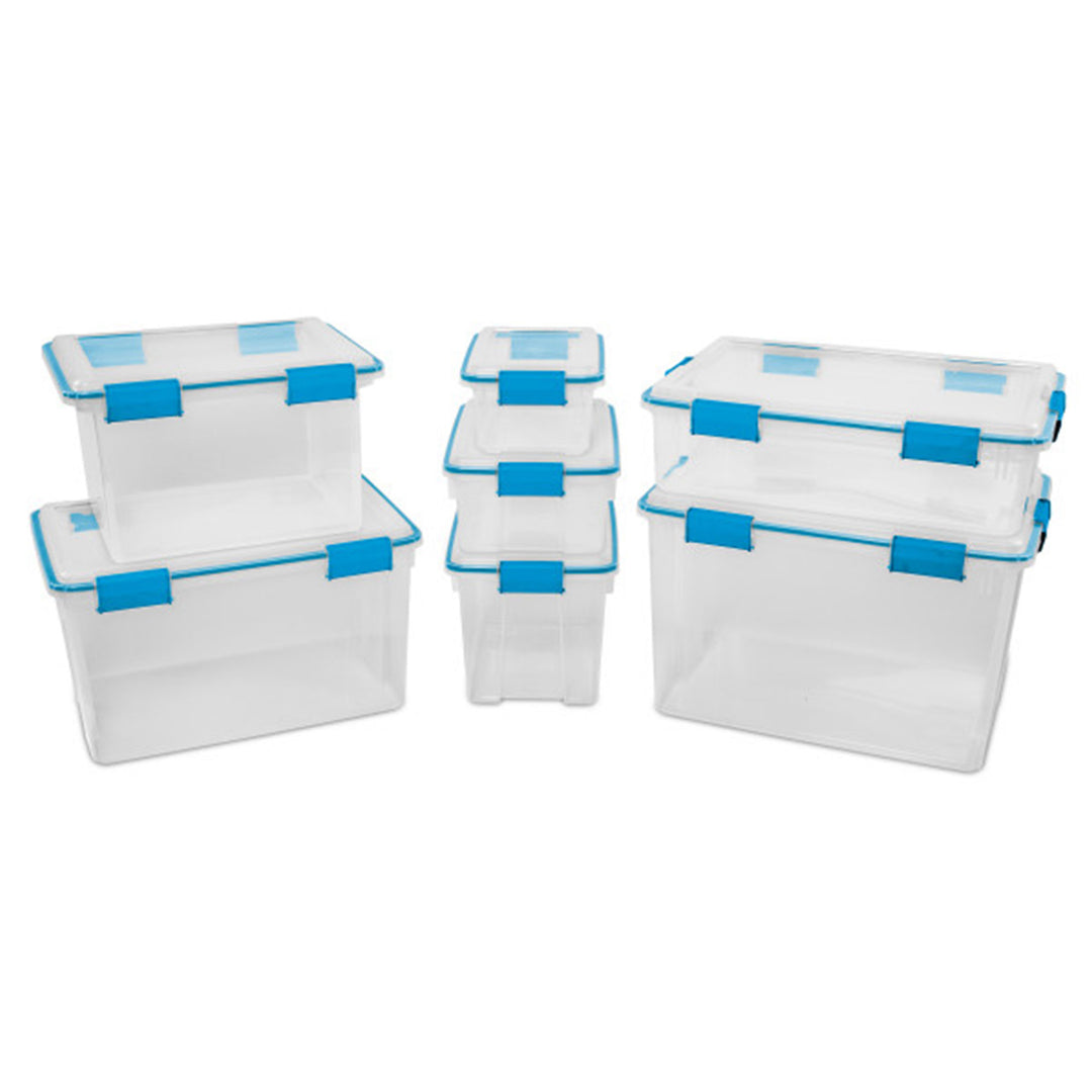 Sterilite 20 Quart Gasket Box, Stackable Storage Bin with Latching Lid, 6 Pack