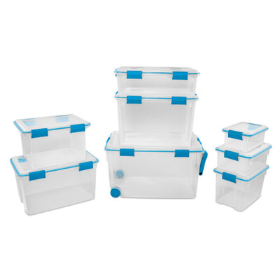 Sterilite 20 Quart Gasket Box, Stackable Storage Bin with Latching Lid, 6 Pack