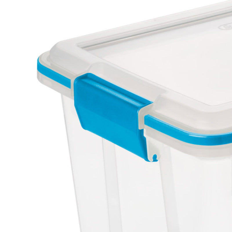 Sterilite 20 Quart Gasket Box, Stackable Storage Bin with Latching Lid, 6 Pack