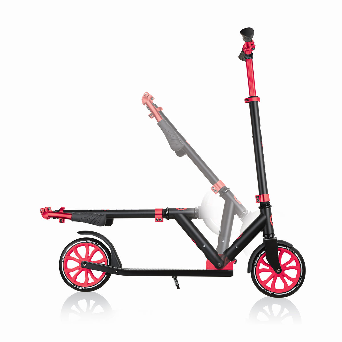 Globber 500-205 Adjustable Foldable 2-Wheel Kick Scooter, Black & Red (2 Pack)