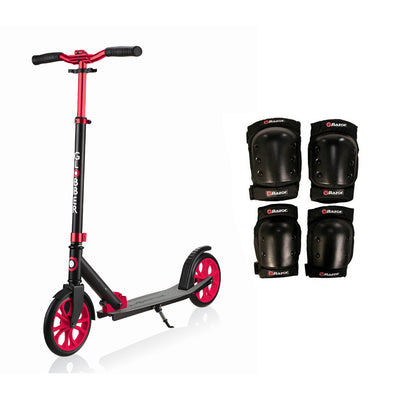 Globber NL 500-205 2-Wheel Kick Scooter, Red and Razor Elbow & Knee Pad Set