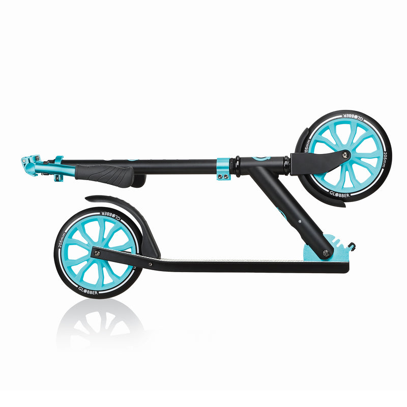 Globber NL 500-205 Foldable 2-Wheel Kick Scooter, Black and Teal (For Parts)