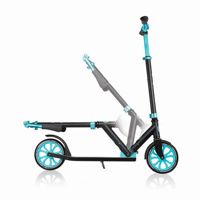 Globber NL 500-205 Foldable 2-Wheel Kick Scooter, Black and Teal (For Parts)