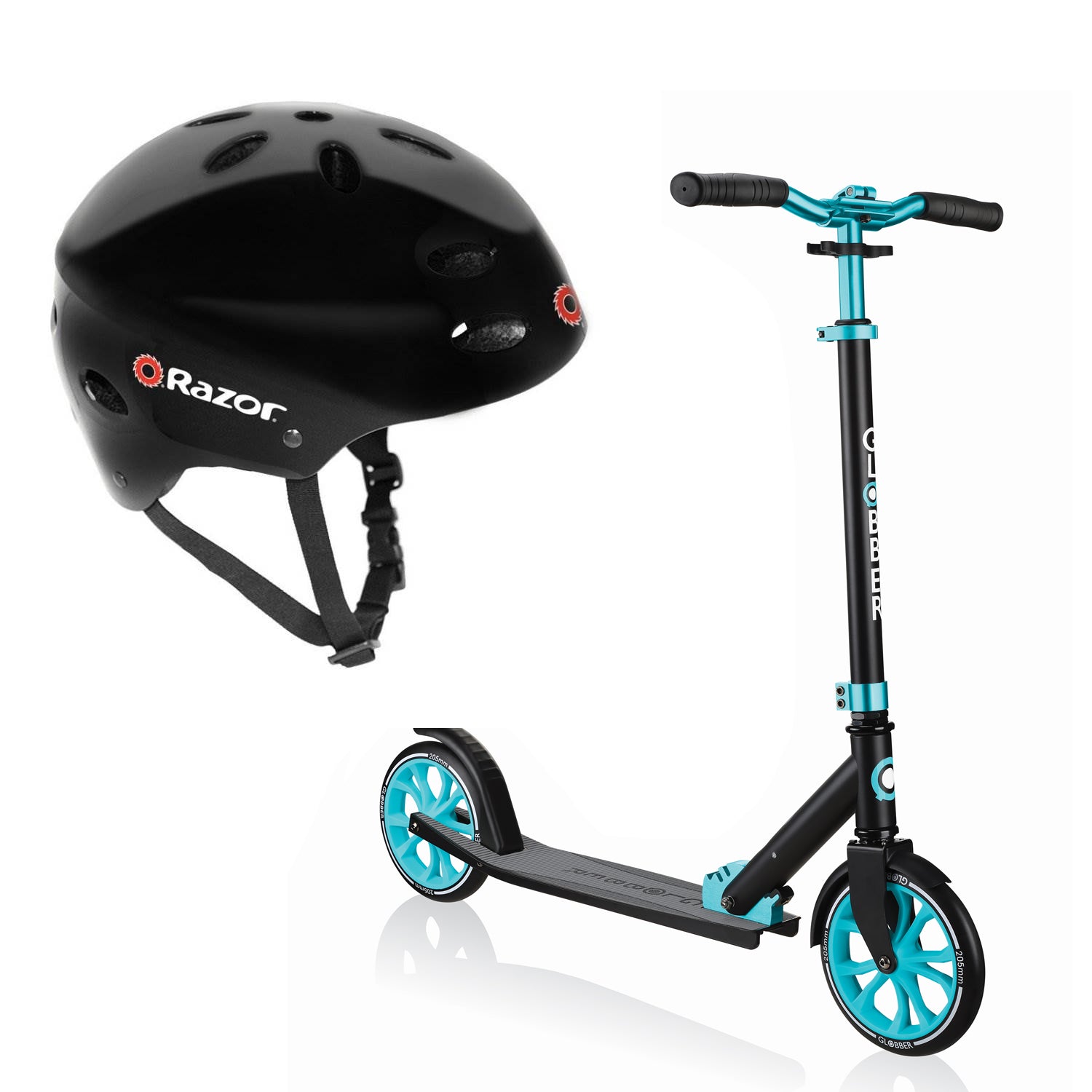 Globber NL Foldable 2-Wheel Kick Scooter and Youth Outdoor Scooter Helmet