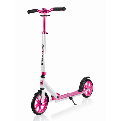 Globber NL 684-110 Foldable 2-Wheel Kick Scooter, Pink with Razor Helmet, Glossy Black
