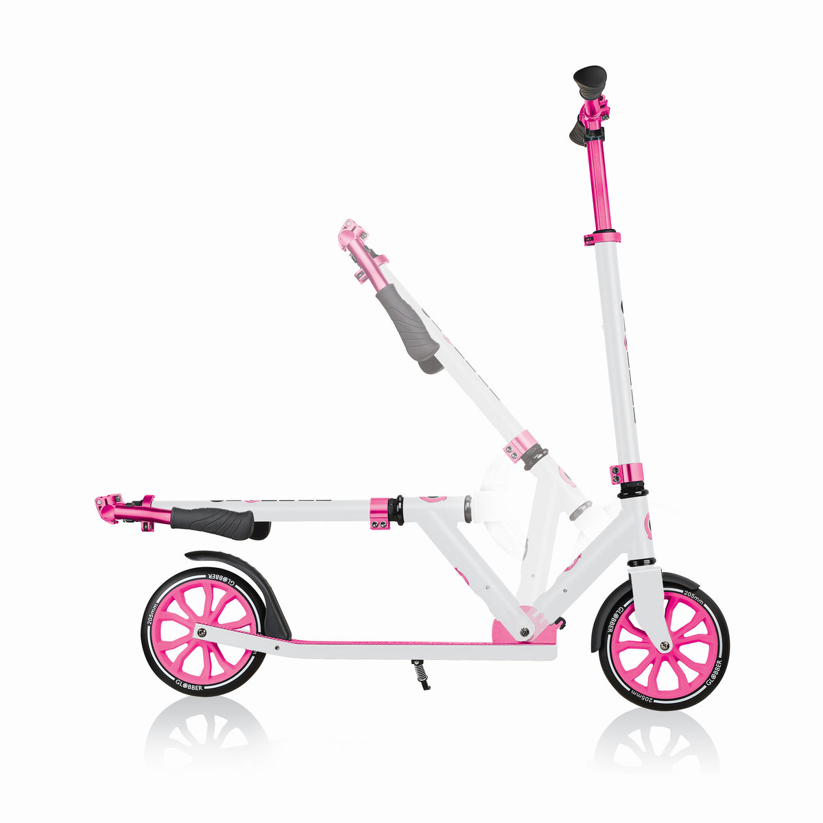 Globber NL 500-205 Lightweight Foldable 2-Wheel Kick Scooter, White and Pink