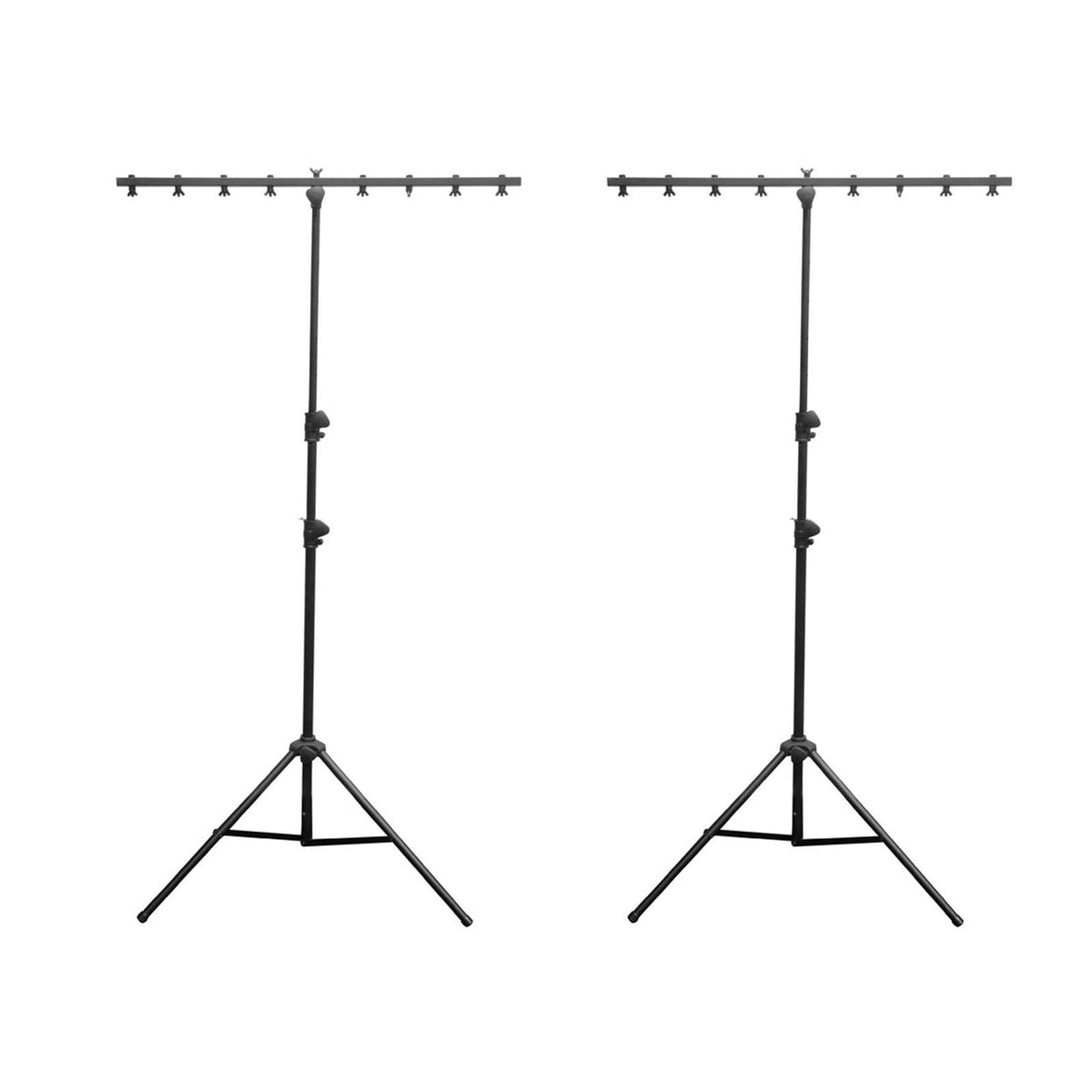 2) Chauvet DJ CH-06 Portable Lightweight Easy Setup T Bar Tripod Light Stands - VMInnovations