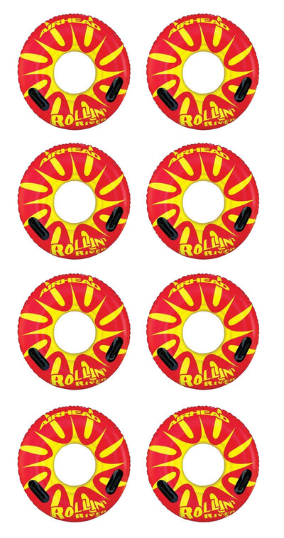 8) Airhead Rollin' River Single Person Inflatable Pool Float Tubes | 4 x AHRR-1