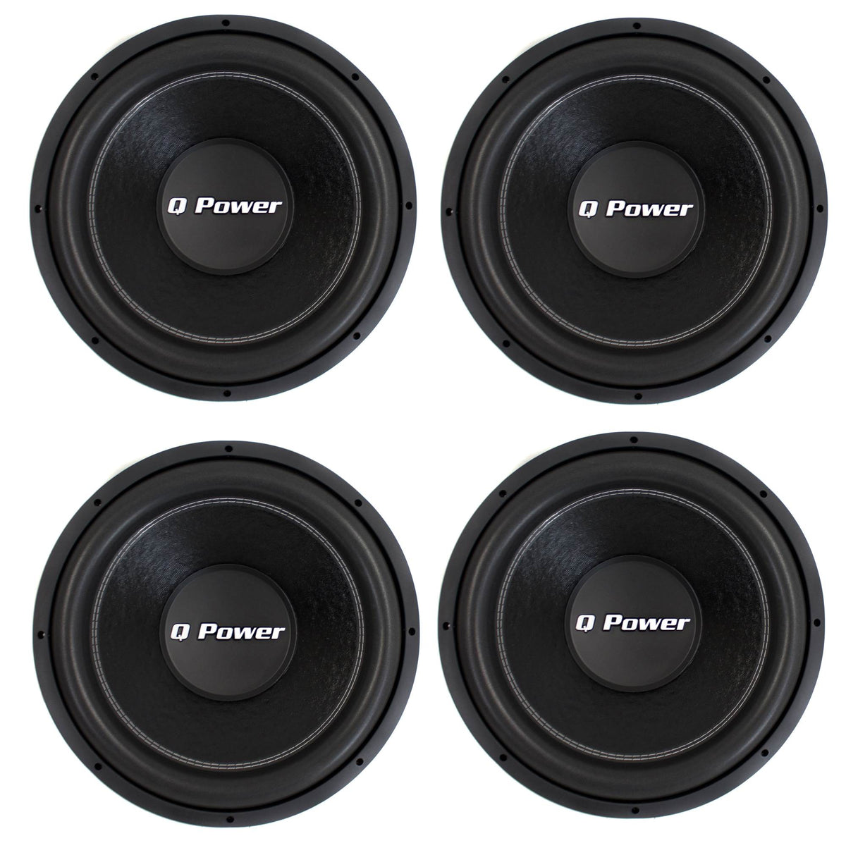 QPower QPF15 15" 2200W Deluxe Series DVC Car Audio Power Subwoofer Set, 4pk