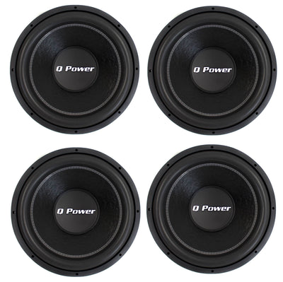 QPower QPF15 15" 2200W Deluxe Series DVC Car Audio Power Subwoofer Set, 4pk