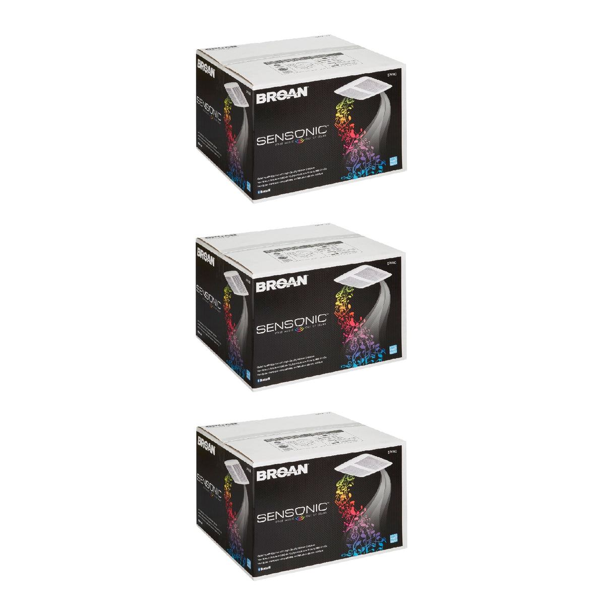 Broan Sensonic Wireless Bluetooth Speaker Bathroom Ceiling Fan (3 Pack)