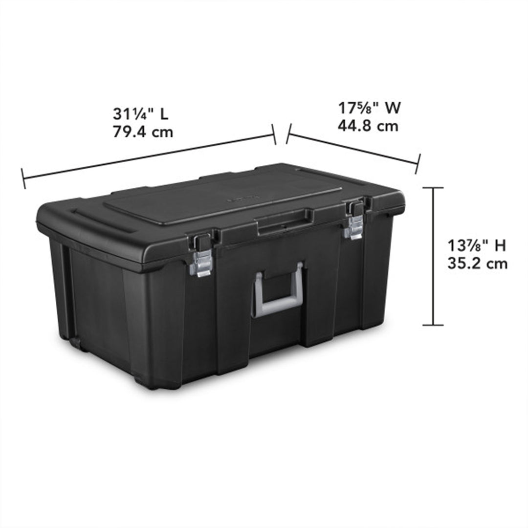 Sterilite Wheeled Footlocker, Plastic Utility Lockable Storage Container, Black