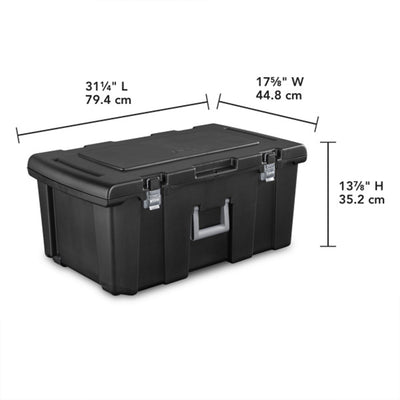 Sterilite Wheeled Footlocker, Plastic Utility Storage Container, Black, 4 Pack