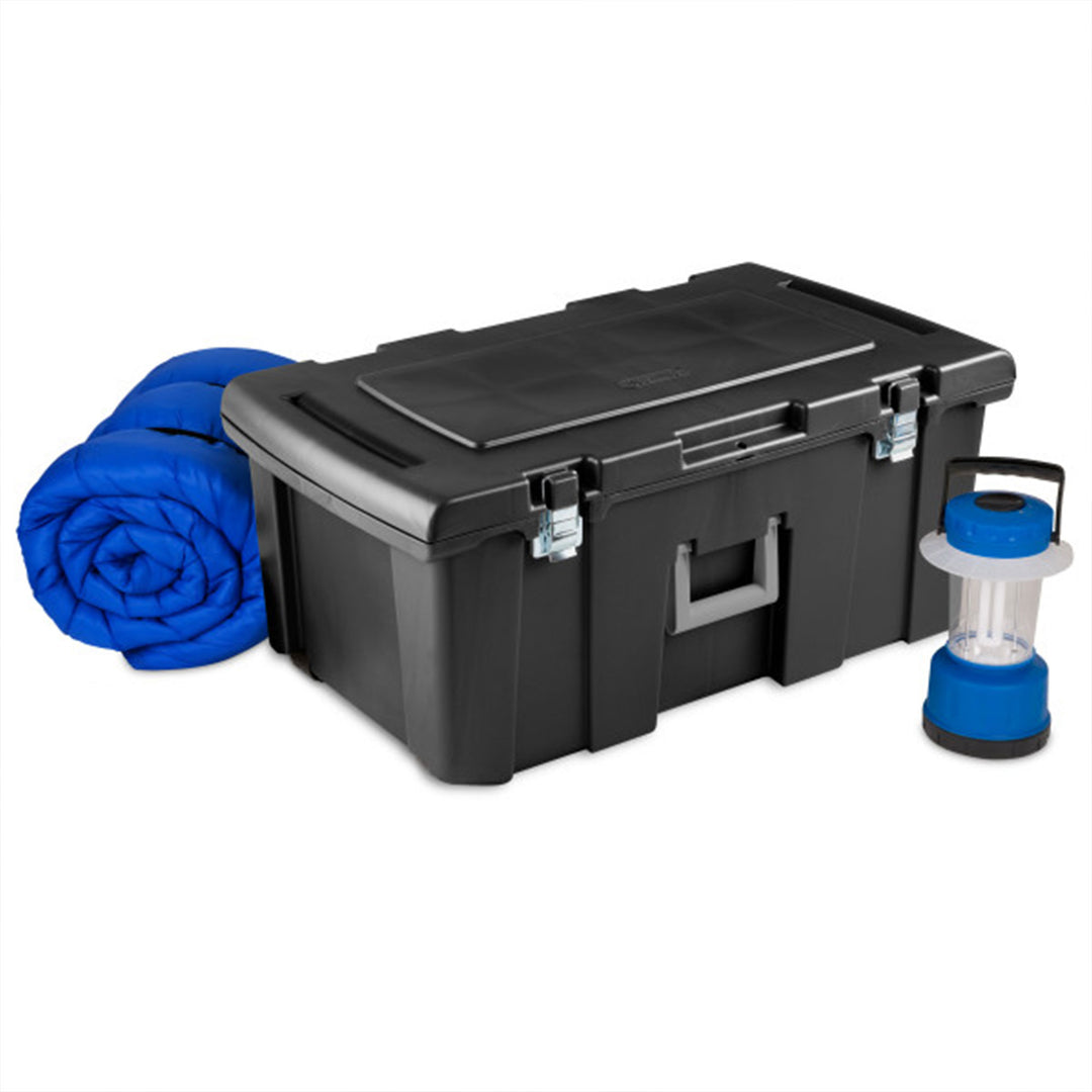Sterilite Wheeled Footlocker, Plastic Utility Storage Container, Black, 3 Pack