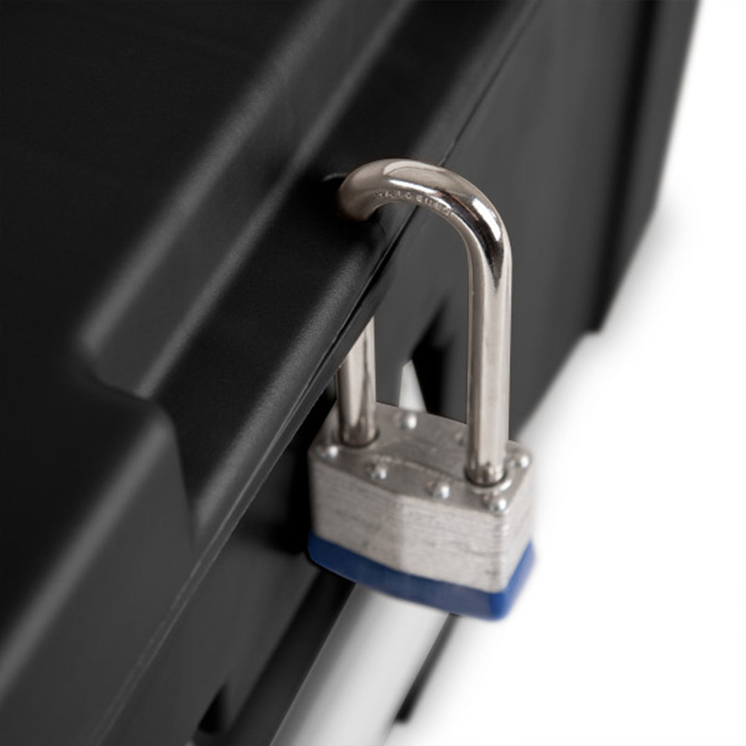 Sterilite Wheeled Footlocker, Plastic Utility Storage Container, Black, 3 Pack