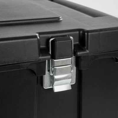 Sterilite Wheeled Footlocker, Plastic Utility Lockable Storage Container, Black