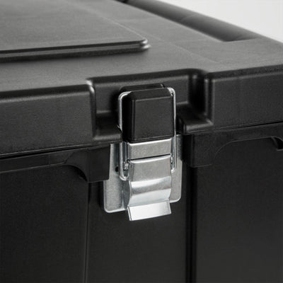Sterilite Wheeled Footlocker, Plastic Utility Storage Container, Black, 4 Pack