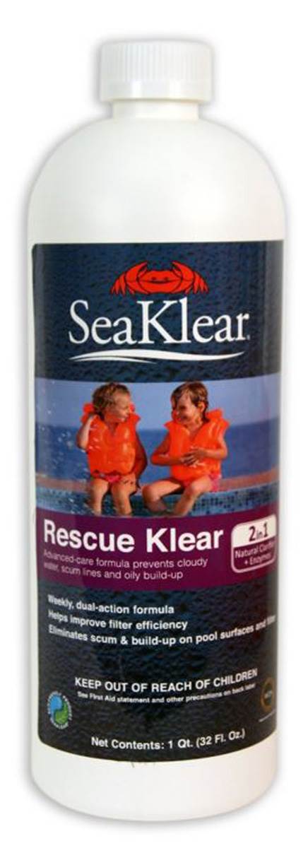 4) SeaKlear 1010300 Rescue Klear Swimming Pool Natural Clarifier Quart Bottles