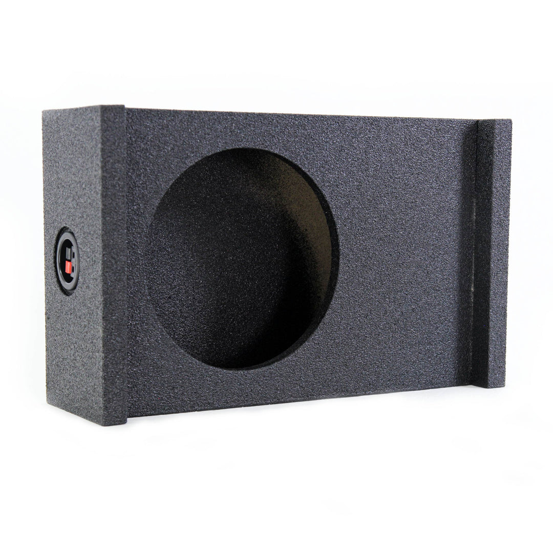 QPower Single 10 Inch Sub Enclosure, Universal Downfire/Behind Seat Speaker Box