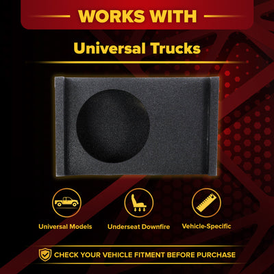 QPower Single 10 Inch Sub Enclosure, Universal Downfire/Behind Seat Speaker Box - VMInnovations