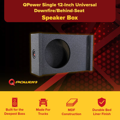 Q-Power Single 12" Universal Downfire/Behind Seat Shallow Sub Box (Used) - VMInnovations