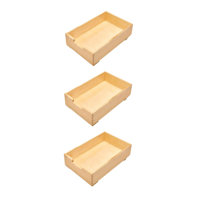 Rev-A-Shelf 4WDB-15 14-Inch Wood Base Cabinet Pull Out Drawer, Natural (3 Pack)