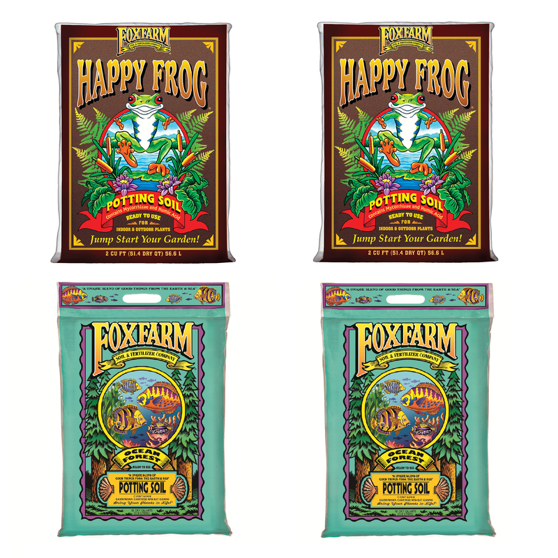 Foxfarm 2 Cu Ft Happy Frog Soil Mix 2 Pack & 12Qt Ocean Forest Soil Mix 2 Pack