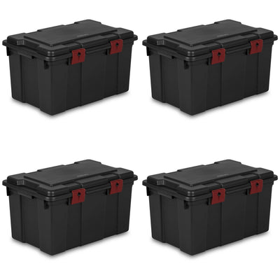 Sterilite 16 Gallon Storage Trunk Black with Red Latches (4 Pack) (Open Box)