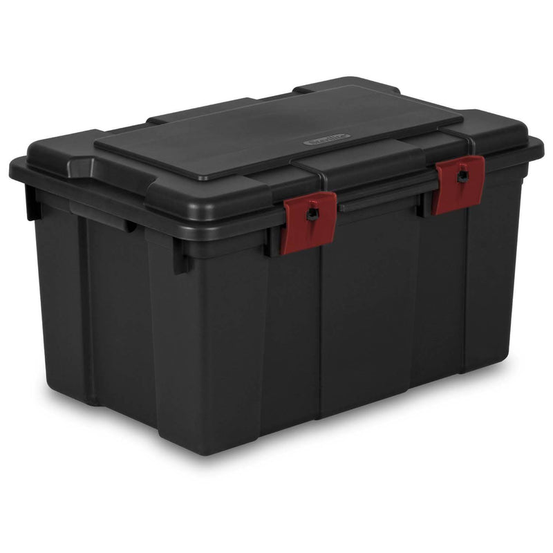 Sterilite 16 Gallon Storage Trunk Black with Red Latches (4 Pack) | 18419004