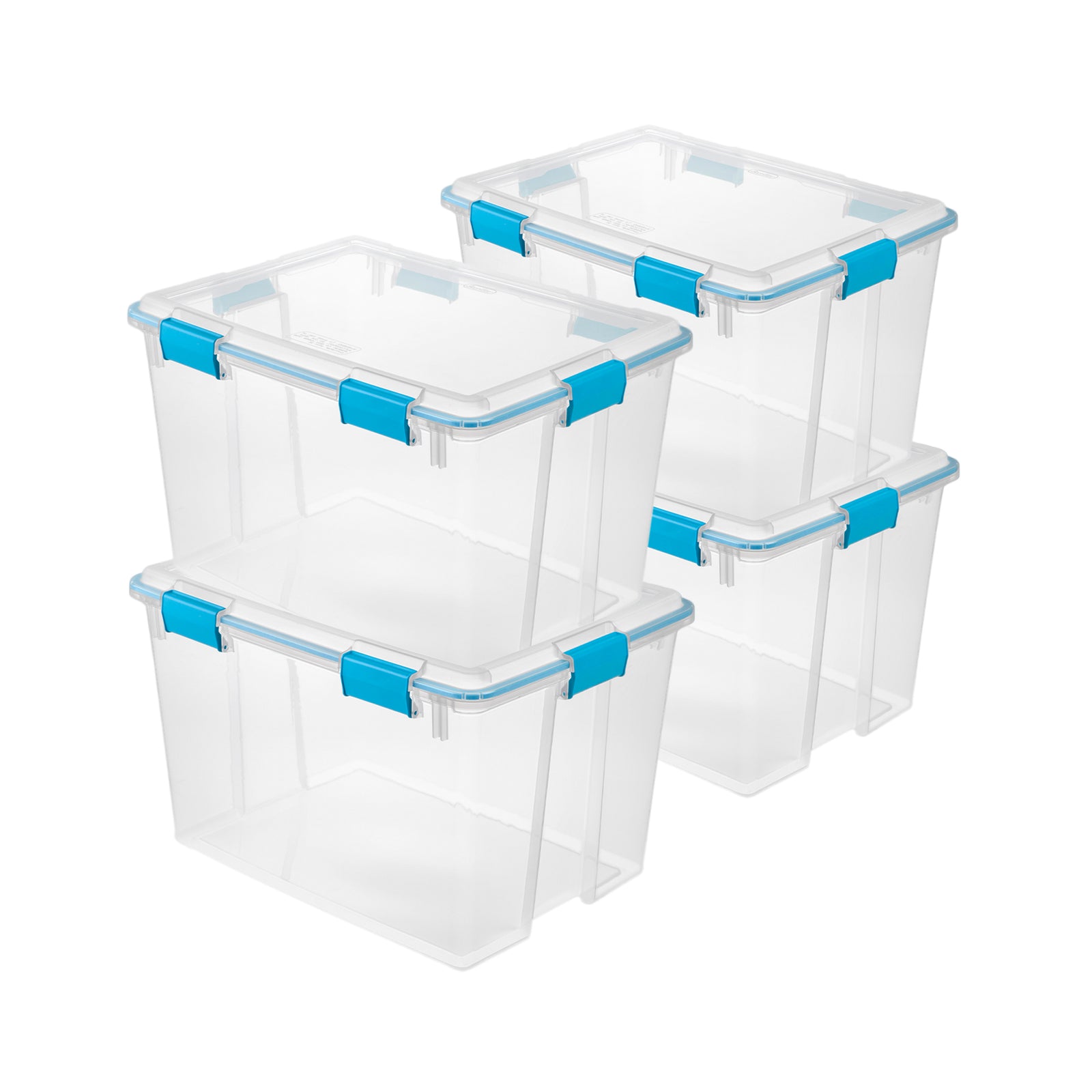 Sterilite 80 Quart Gasket Box, Stackable Storage Bin with Latching Lid, 4 Pack - VMInnovations