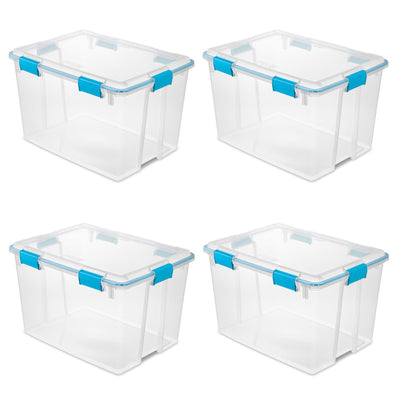 Sterilite 80-Qt Clear Plastic Stackable Storage Bin w/ Gasket Latch Lid, 8 Pack