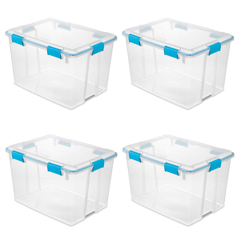 Sterilite 80-Qt Clear Plastic Stackable Storage Bin w/ Gasket Latch Lid, 8 Pack