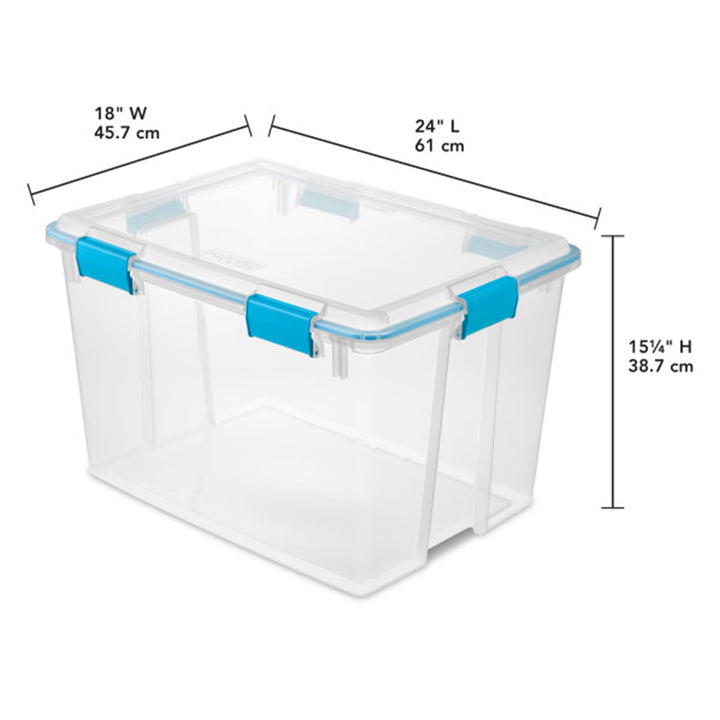 Sterilite 80-Qt Clear Plastic Stackable Storage Bin w/ Gasket Latch Lid, 12 Pack