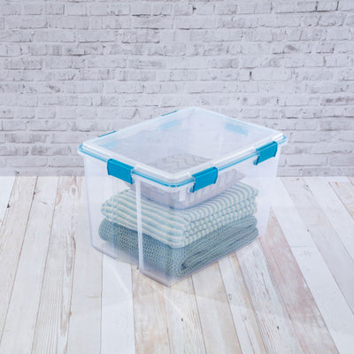 Sterilite 80-Qt Clear Plastic Stackable Storage Bin w/ Gasket Latch Lid, 8 Pack