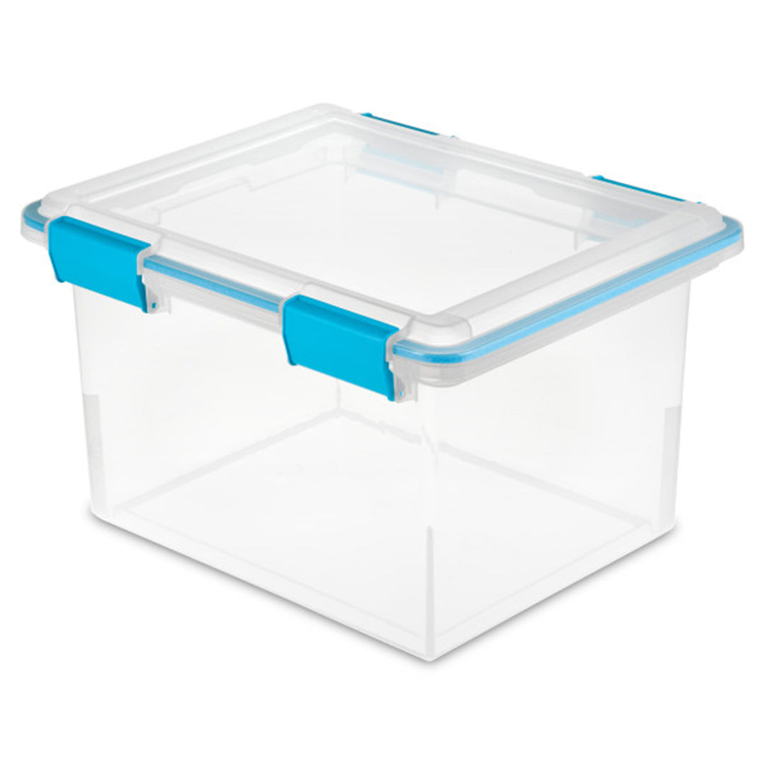 Sterilite Gasket Box, Stackable File Tote Storage Bin with Lid, 32 Quart, 4 Pack