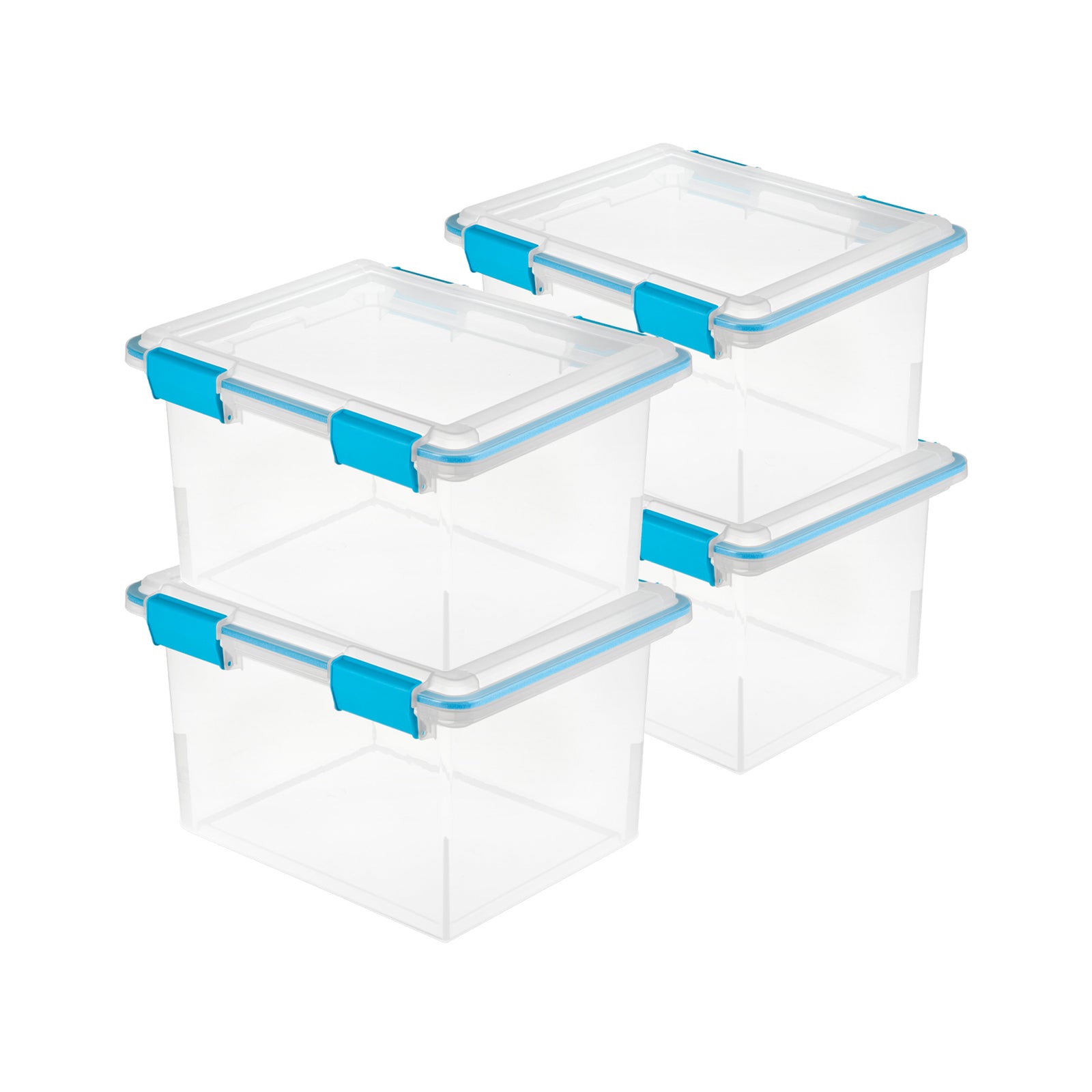 Sterilite Gasket Box, Stackable File Tote Storage Bin with Lid, 32 Quart, 4 Pack - VMInnovations