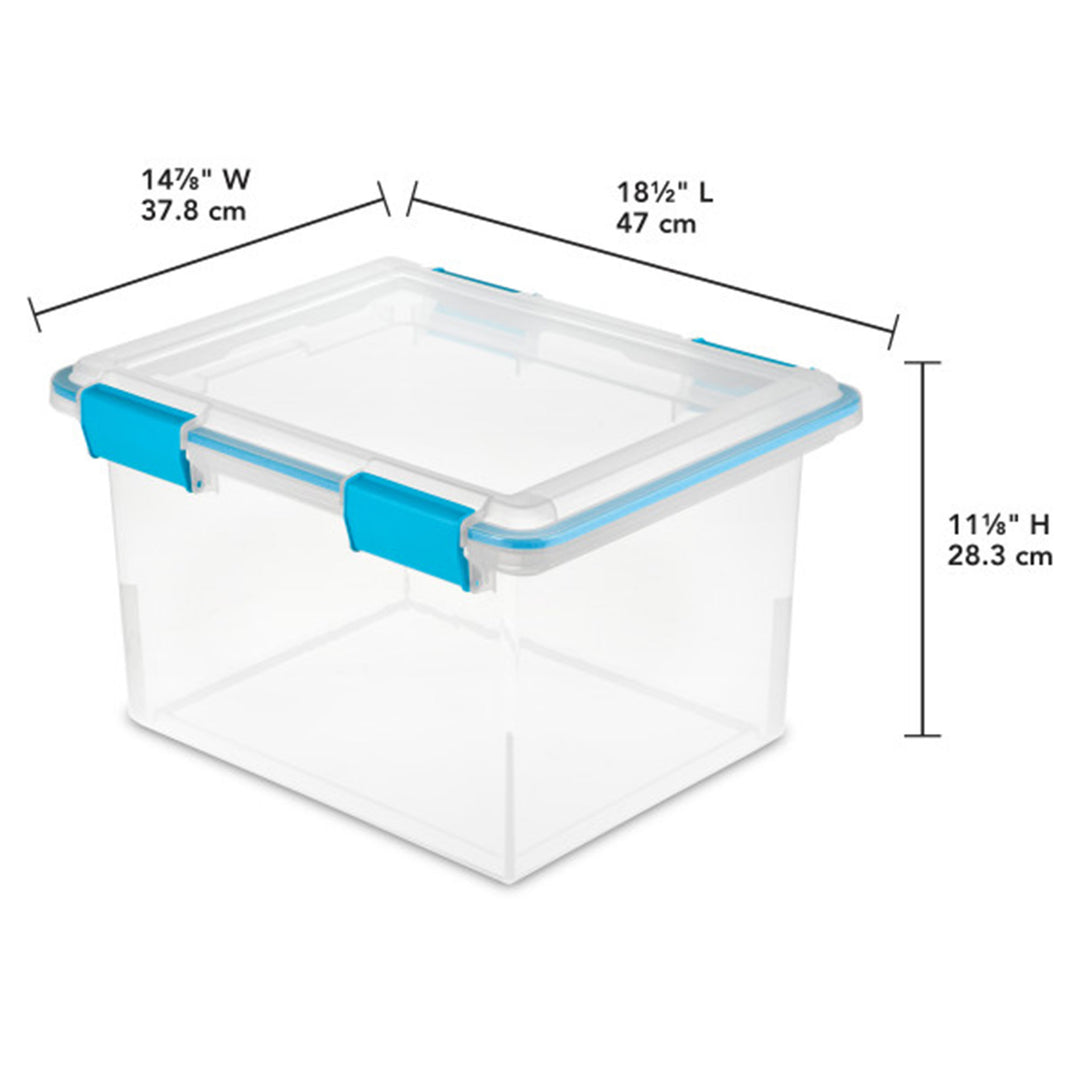 Sterilite Gasket Box, Stackable File Tote Storage Bin with Lid, 32 Quart, 4 Pack