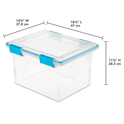 Sterilite Gasket Box, Stackable File Tote Storage Bin with Lid, 32 Quart, 4 Pack - VMInnovations