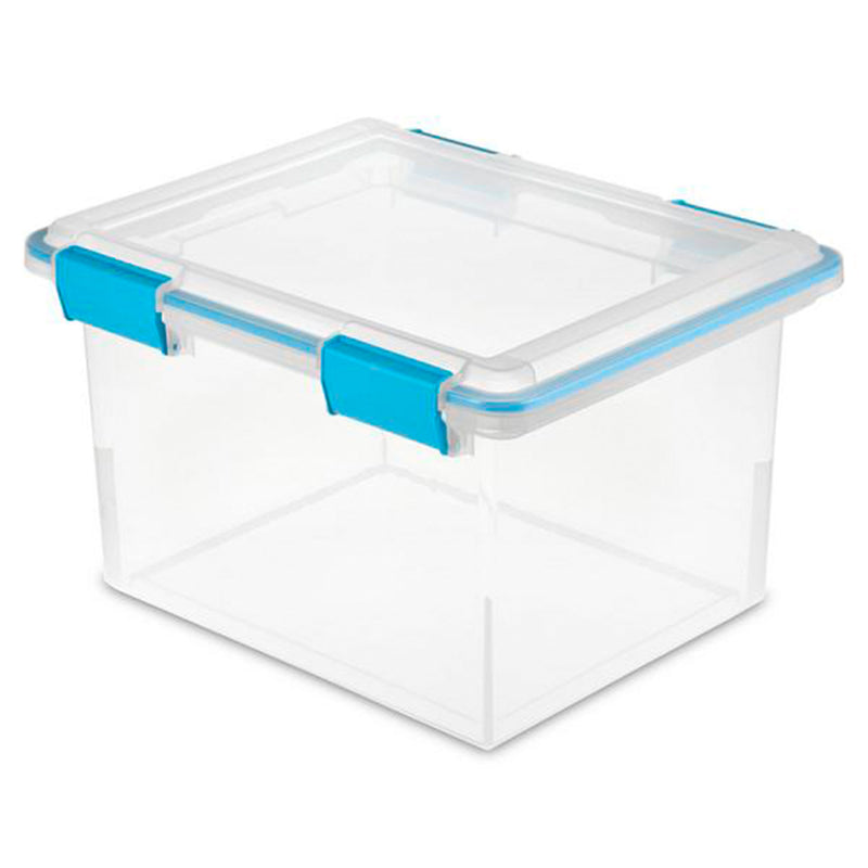 Sterilite Large 32 Qt Home Storage Container Tote with Latching Lids, (4 Pack)