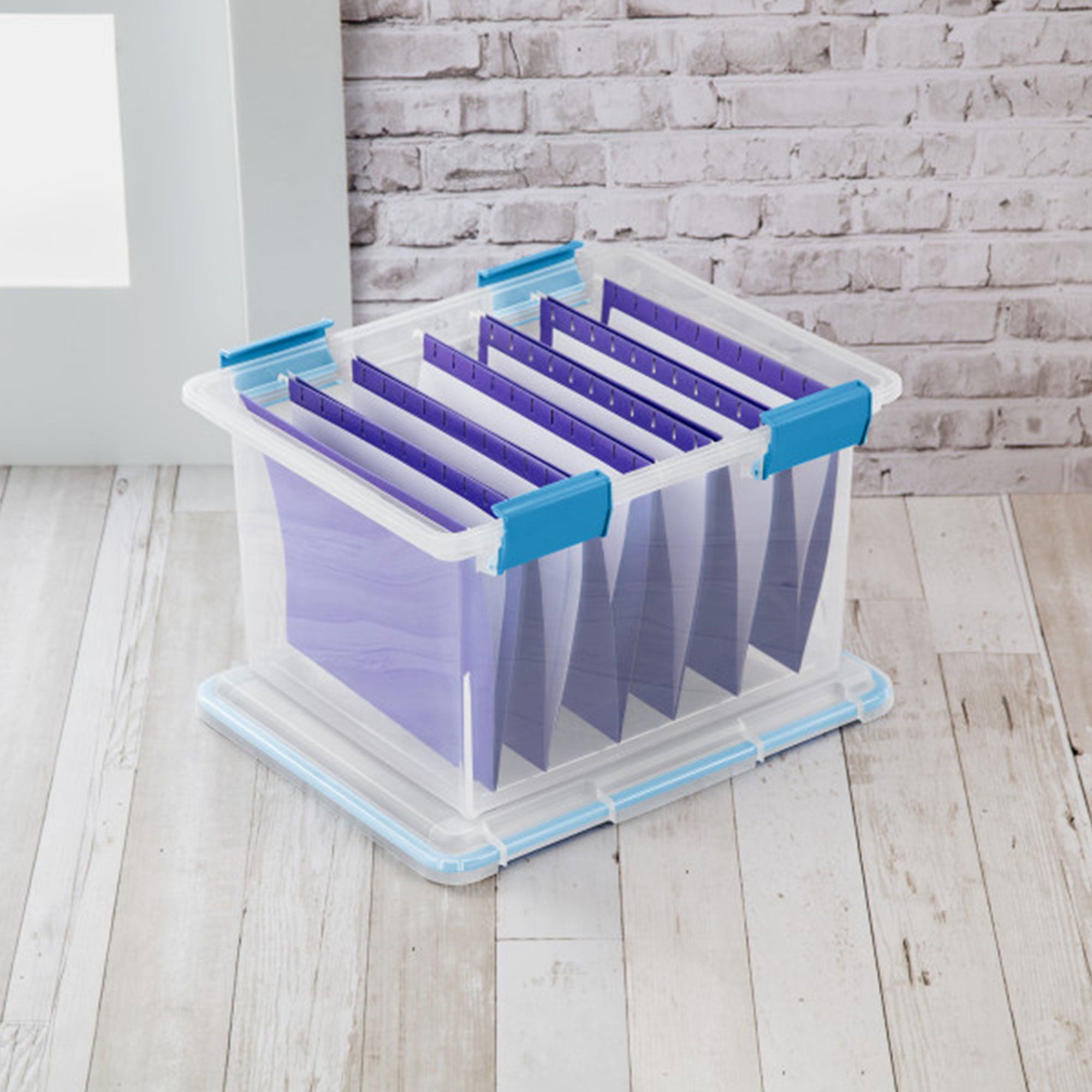 Sterilite Gasket Box, Stackable File Tote Storage Bin with Lid, 32 Quart, 4 Pack - VMInnovations