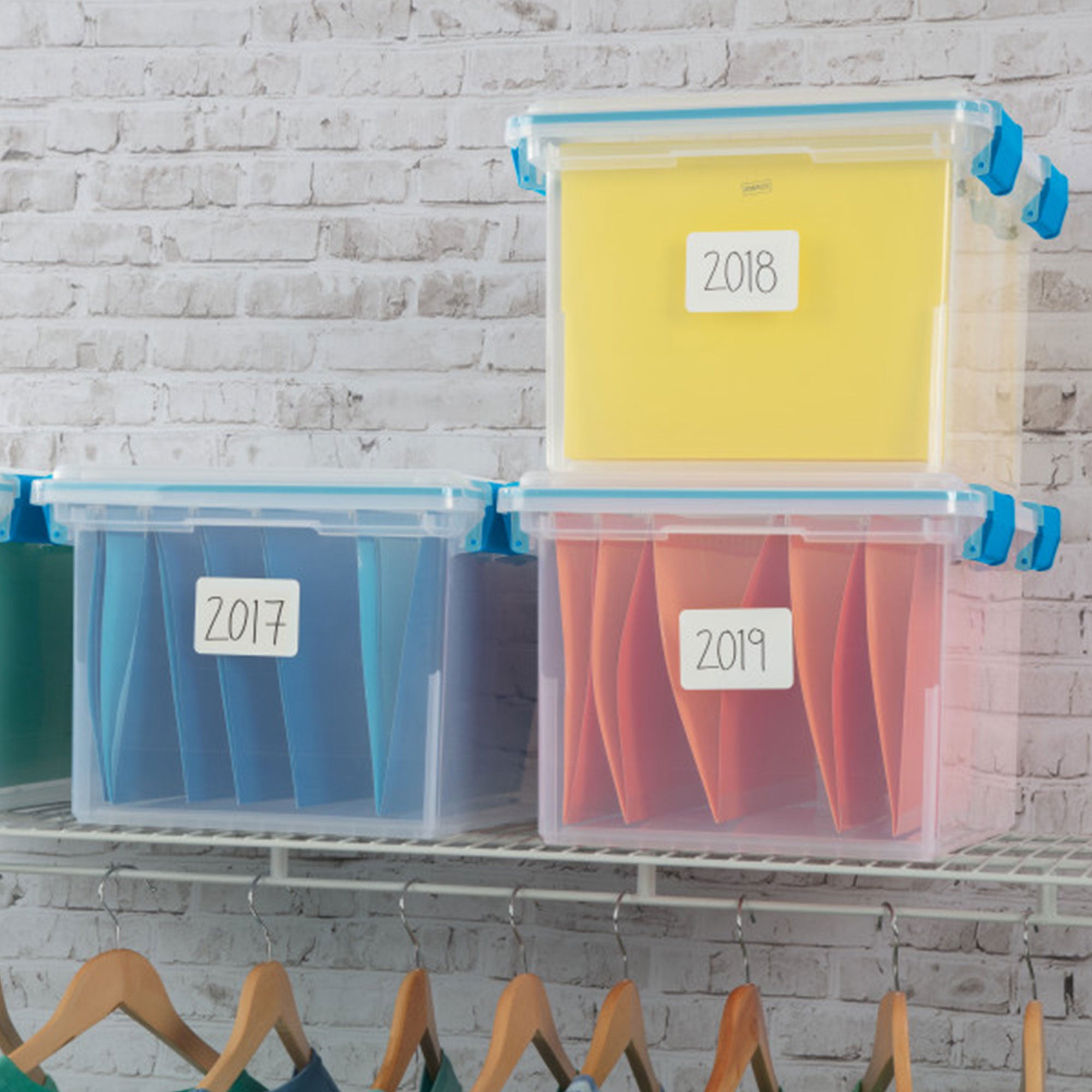 Sterilite Gasket Box, Stackable File Tote Storage Bin with Lid, 32 Quart, 4 Pack - VMInnovations